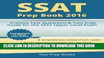 [Free Read] SSAT Prep Book 2016: SSAT Upper Level Practice Test Questions and Test Prep Guide Free