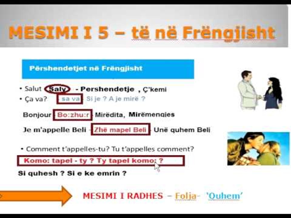 PERSHENDETJET NE FRENGJISHT  - MESIMI 5