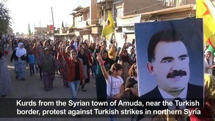 Kurds protest Turkish strikes in northern Syria