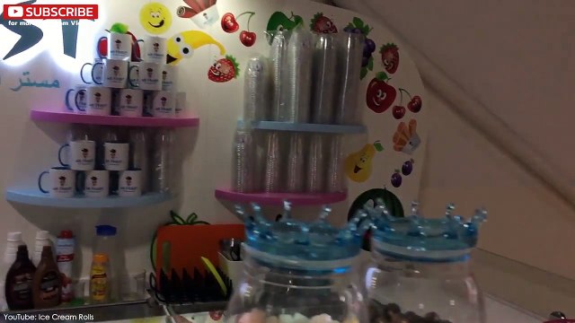 ICE CREAM ROLLS - Banana & Mango - Fried Thailand Ice Cream rolled in Dubai (UAE) - Delicious !!