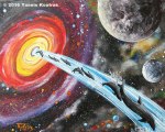 Planets Galaxy and Dolphins Step by Step Acrylic Painting on Canvas for Beginners