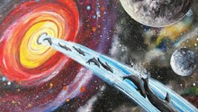Planets Galaxy and Dolphins Step by Step Acrylic Painting on Canvas for Beginners