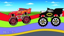 Batman Monster Truck Vs Disney Lightning Mcqueen Trucks For Children - Kids Videos