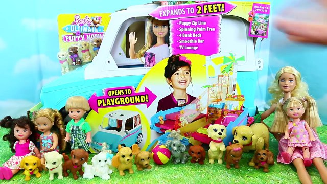 BARBIE PUPPY RV New Barbie Puppy Chase Dog Mobile Home + Frozen Kids & Kelly Doll Play on Playground