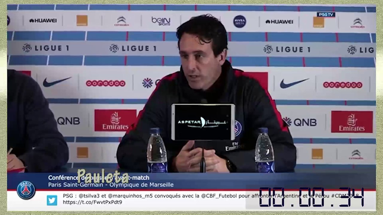 PSG VS OM conference de presse Unai Emery