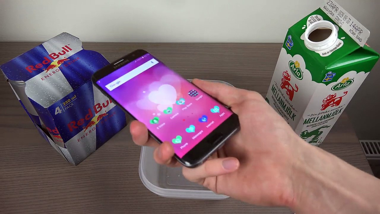 Samsung Galaxy S7 Edge Red Bull & Milk Freeze Test 8 Hours! Will It Survive