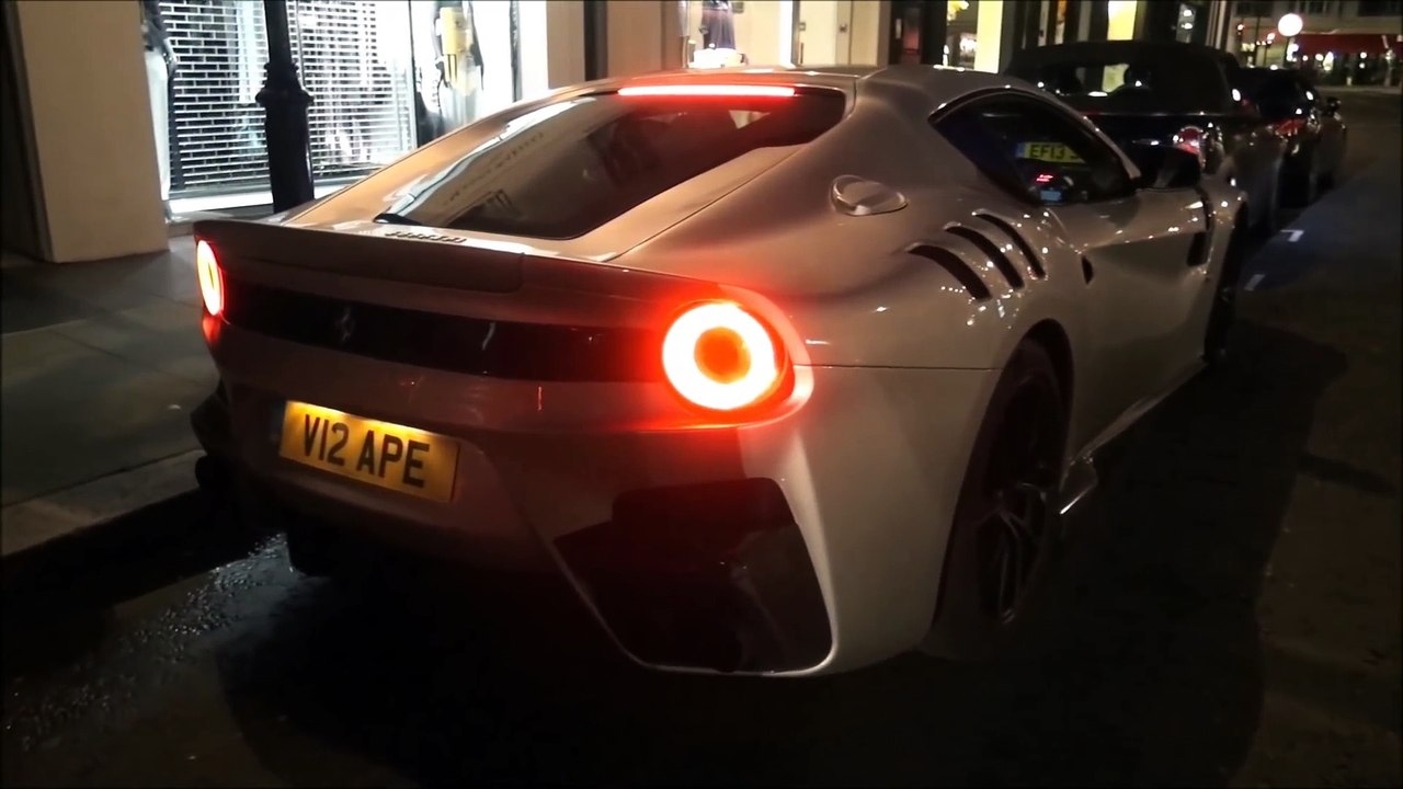 Hugh Grant driving his Ferrari F12 TDF in London!