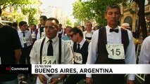 Argentinian waiters in a rush