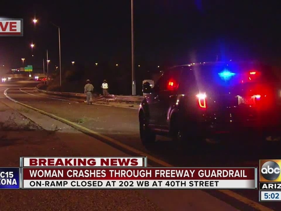 Loop Woman crashes through freeway guardrail on Loop 202 in Phoenix