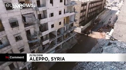 Drone footage shows Aleppo 'moonscape'