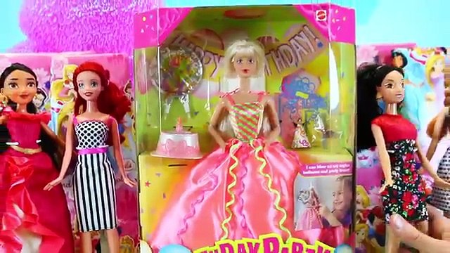 BARBIE BIRTHDAY PARTY Tons of Surprise Presents! Disney Princess Dress Up Dolls & Cake DisneyCarToys