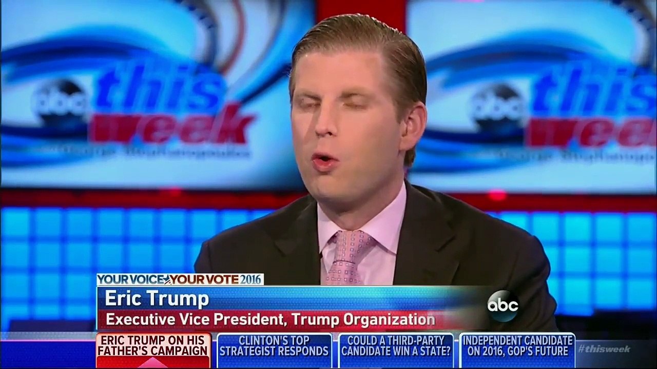 Full Interview: Donald Trump's son Eric Trump on ABC's "This Week" | October 23, 2016