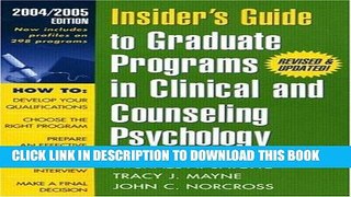 Read Now Insider s Guide to Graduate Programs in Clinical and Counseling Psychology: 2004/2005