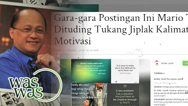 WasWas Top Story: Mario Teguh Plagiat Kata-kata Bijak? - WasWas 24 Oktober 2016