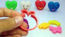 Play and Learn Colours with Play Dough Smiley Hearts with Shapes Molds Fun and Creative for Kids