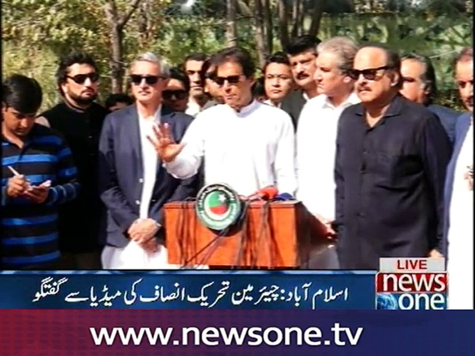 Imran Khan talks to media