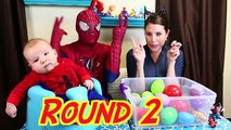 Superheroes VS Villains Spiderman IRL & Catwoman Spidey Baby Surprise Eggs Challenge KidCity Collab