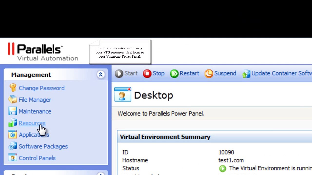Virtuozzo Tutorial-  How to monitor VPS Resources in Virtuozzo Power Panel