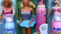 BARBIE Foam Bath Mr Bubble Bath Time Fun! Foam Soap Dress Up & Makeover   Disney Elsa DisneyCarToys