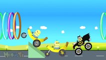 Batman Monster Truck Vs Minions Bikes - Monster Trucks For Children - video for kids