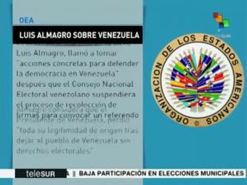 Pide de nuevo OEA aplicar a Venezuela Carta Democrática Interamericana