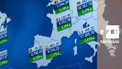 Descargar video: La Bolsa española suma un 1,27% y se sitúa en niveles de abril al superar los 9.200 puntos