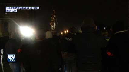 Les policiers chantent la Marseillaise sous la statue de Jeanne d’Arc à Paris