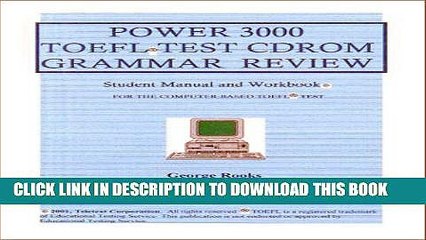 [DOWNLOAD] PDF Power 3000 TOEFL Test CDROM Grammar Review : A Tutorial With 3000 Questions (150