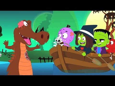 da fileira da fileira seu barco | assustador para as crianças | canções pré-escolar das crianças