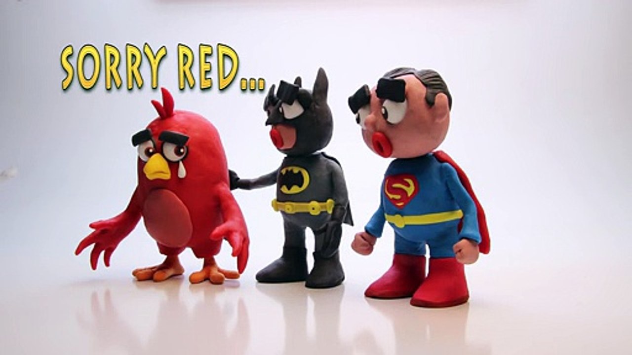 Angry Birds Chuck Play-Doh Stop Motion Animation Movie Clips - Superheroes (Batman Superman)