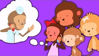 Five Little Monkeys Rhyme | Năm con khỉ nhỏ nhảy trên giường | vần điệu trẻ cho trẻ em