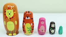Learn Animals with Nesting Dolls! Surprise Toys Inside!