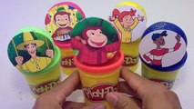 Play Doh Simple Sparkle Cups Curious George Surprise Toys and Learn Colors - Creative for Kids
