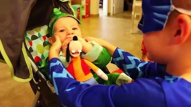 PJ Masks IRL Gekko, Owlette & Catboy Foam Prank on Romeo & Superhero Fight Kidnapping In Real Life