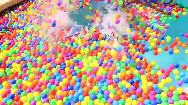 GIANT BALL PIT Swimming Pool Challenge Funny Jumps, Kids Games, Ballpit Fight by DisneyCarToys