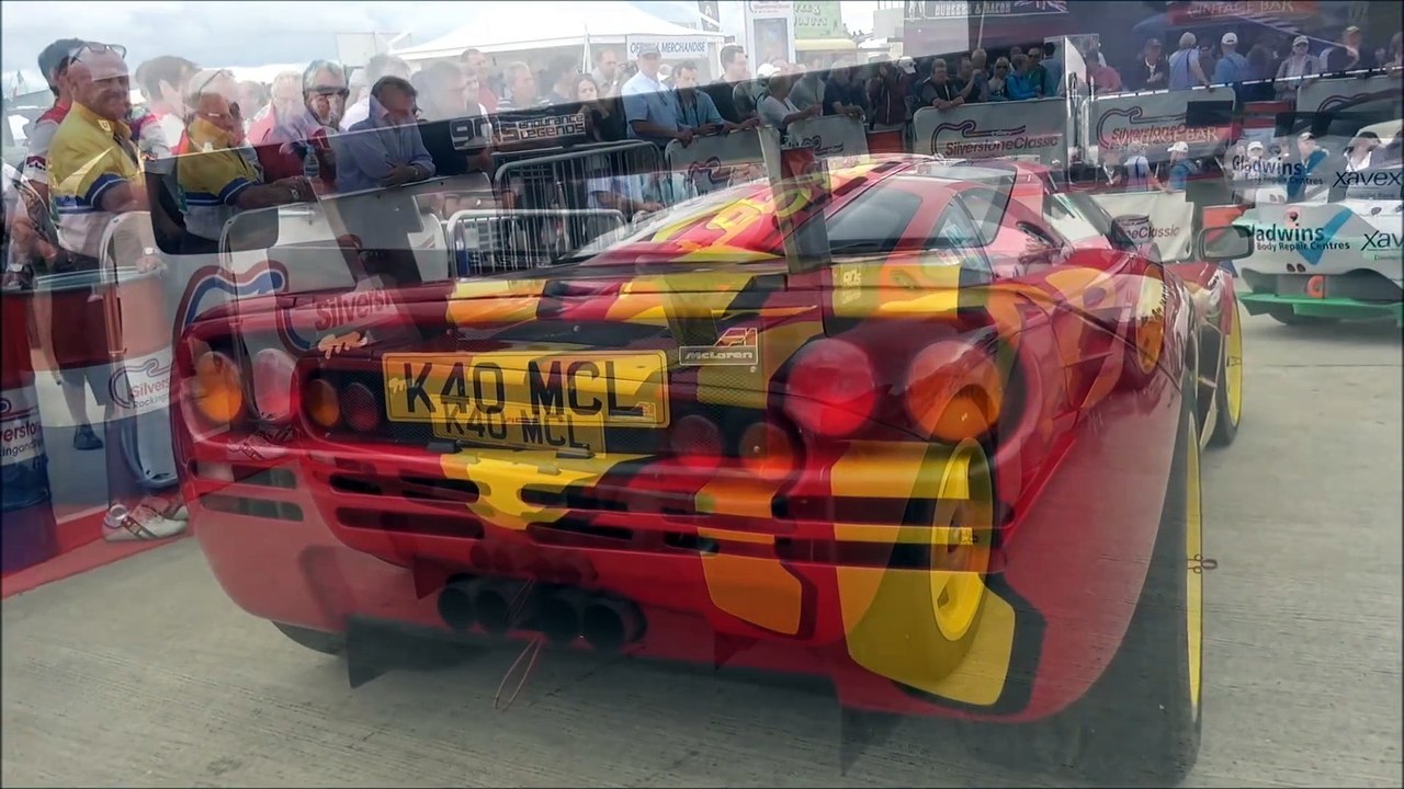 McLaren F1 GTR vs Porsche 911 GT1 at Silverstone, Huge FLAMES!