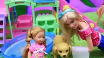 Barbie Puppy Bath Time with Disney Frozen Elsa Kids Doll Parody   Splish Splash Bath DisneyCarToys