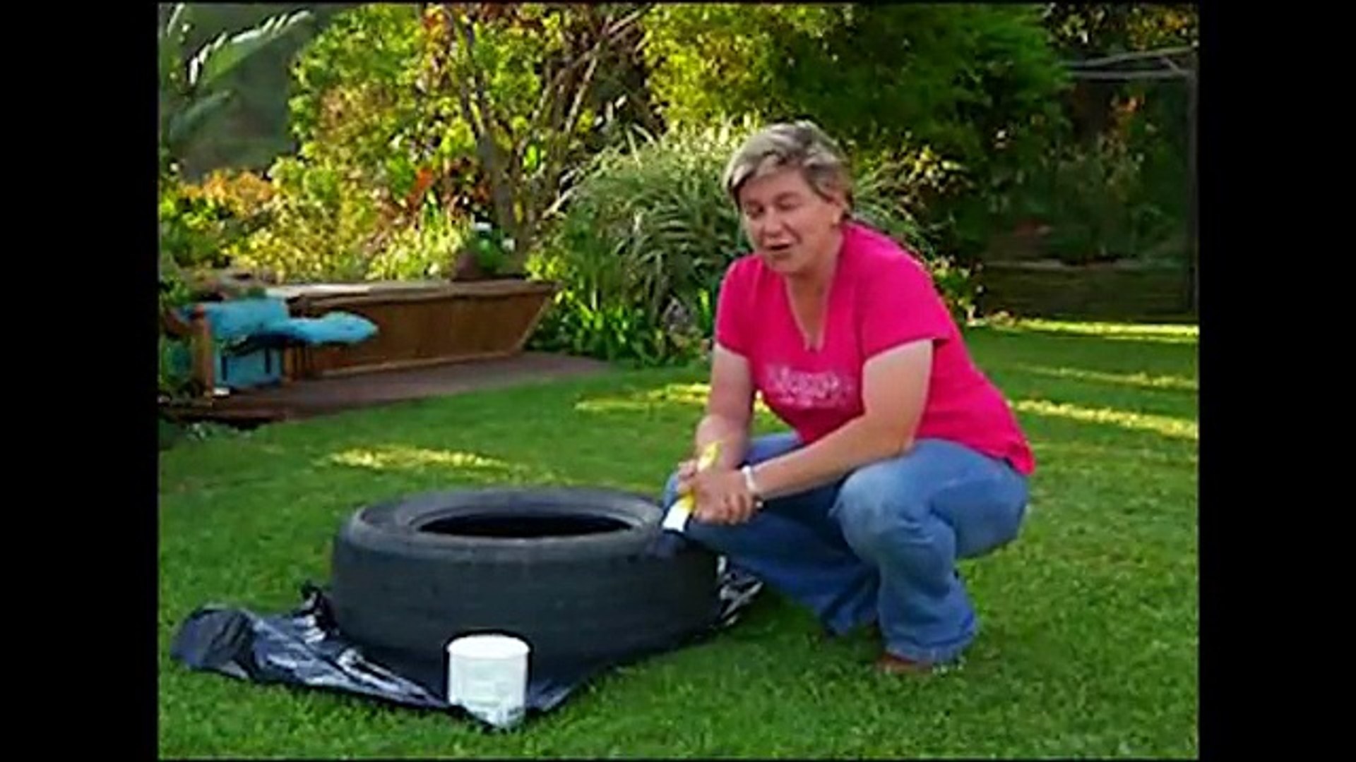 Elle peint 3 pneus en blanc dans le jardin Regardez ce quelle en fait! -  Vidéo Dailymotion