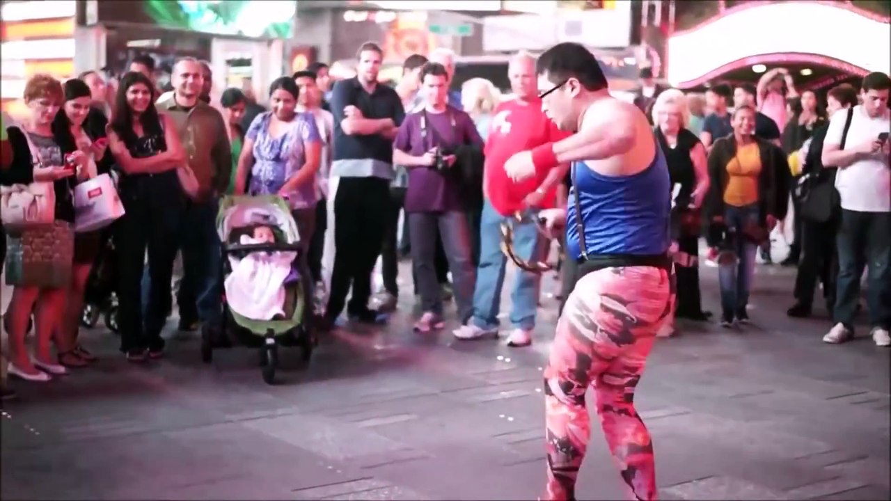Gonzo  Asia’s First Tambourine Master - Guerrilla Street Performance at Times Sq. in New York