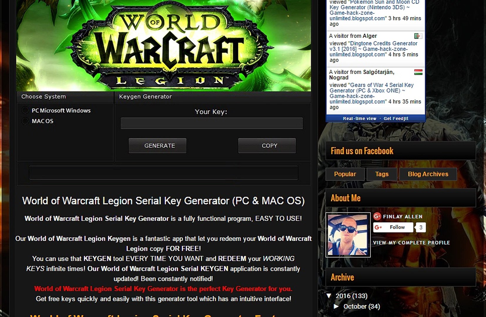 World of Warcraft Legion Serial Key Generator - video Dailymotion