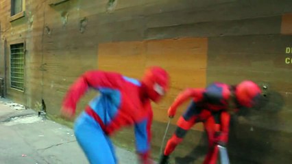 Deadpool Vs Iron Man & Spiderman - Real Life - Superhero Battle!