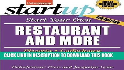 [New] Ebook Start Your Own Restaurant and More: Pizzeria, Cofeehouse, Deli, Bakery, Catering