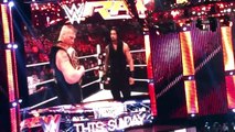 Brock Lesnar and Roman Reigns face to face on Monday Night Raw live