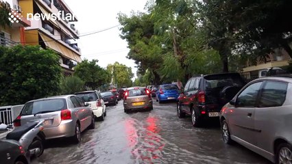 Flash flooding in Athens after torrential rains