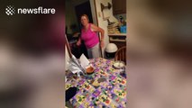 Mother is freaked out by son's snake