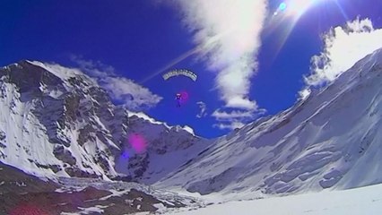 Valery Rozov base jumps from 7,700 metres
