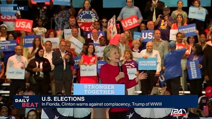 In Florida, Clinton warns against complacency, Trump of WWIII