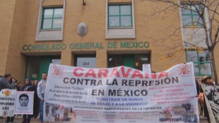Caravana protesta en Chicago en contra de la represión en México