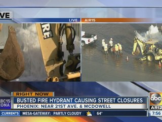Broken fire hydrant causes flooding on McDowell Road near 21st Avenue