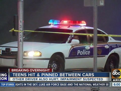 Two teen girls in serious condition after being hit while pushing a broken down car